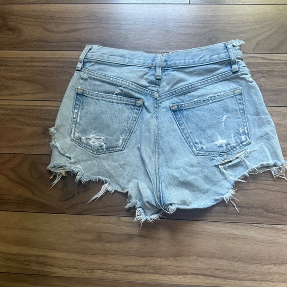 REVOLVE | AGOLDE Parker Distressed Denim Cutoff Shorts | Approx. Size 24 | Blue - Picture 4 of 9